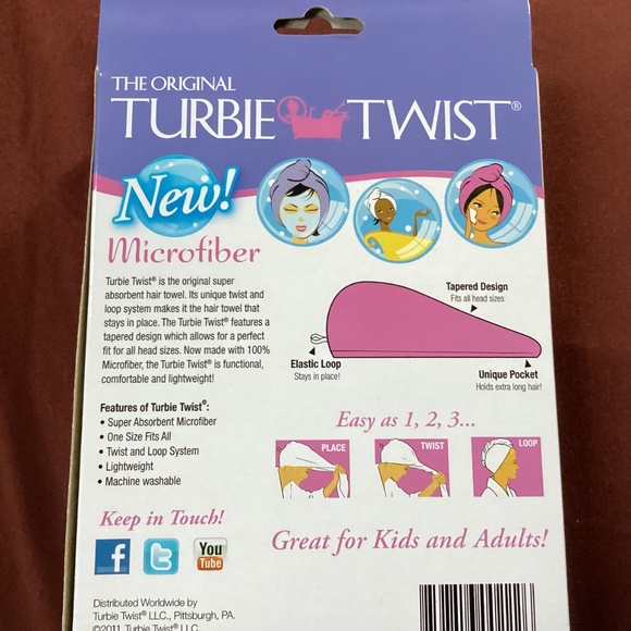 The Original Turbie Twist Super-Absorbent Hair Towel with bonus shower comb NEW - Picture 7 of 8